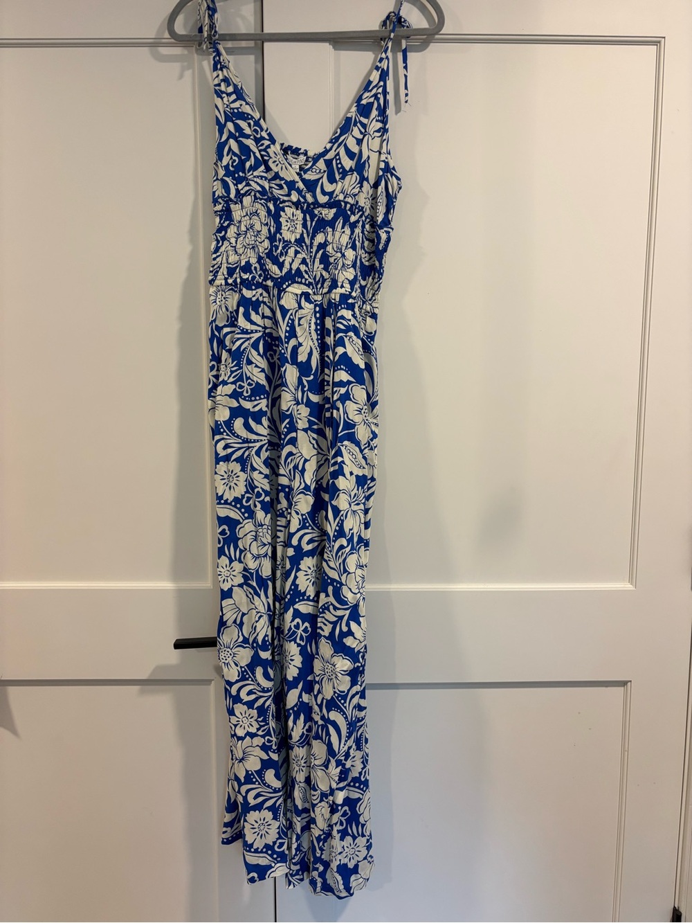 Blue and White Floral Jumpsuit